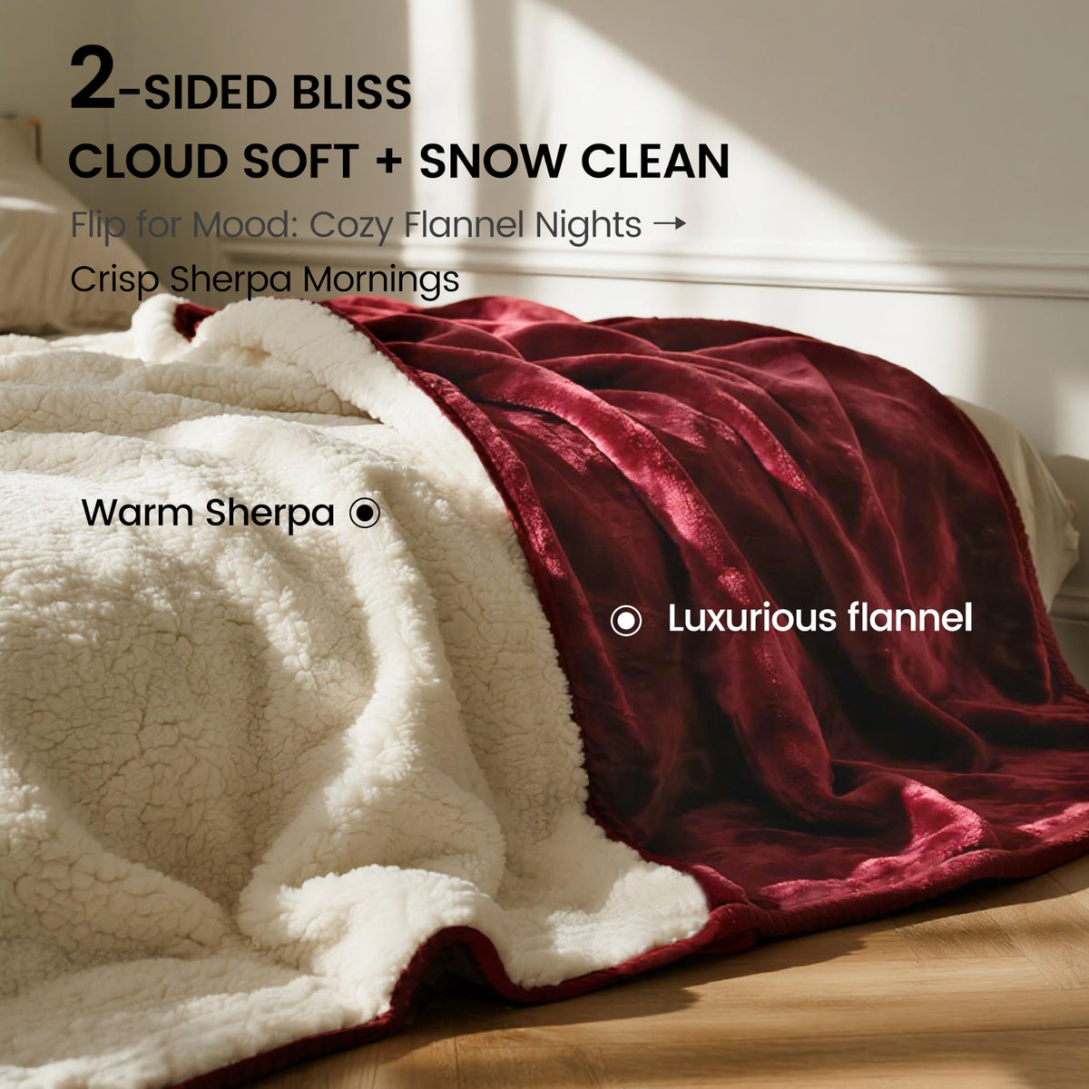 gogobunny Waterproof Bed Blanket, Reversible Sherpa Fleece Throw Blanket for Dog Puppy Cat, Furniture Cover Protects Bed Couch Sofa from Liquid Pee and Pet Fur (Cream, 90x108 inches)