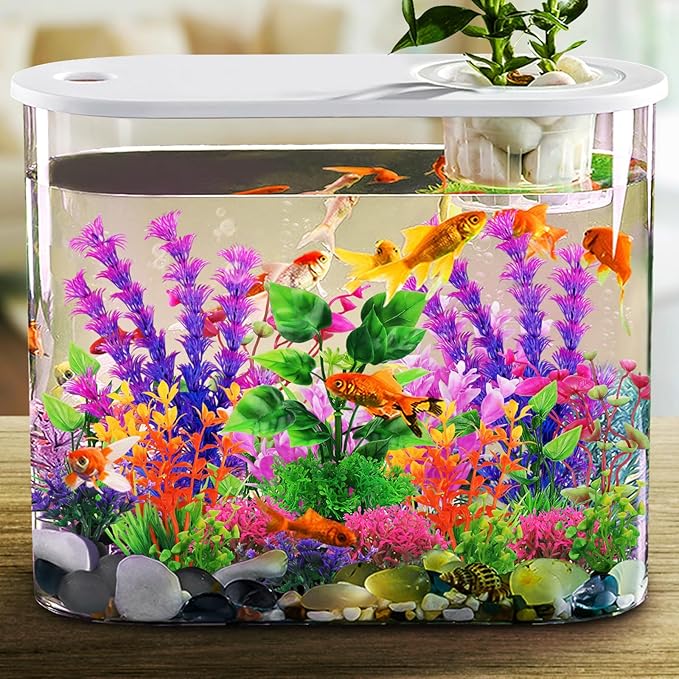 QUOZUO Aquarium Decorations Plants, 20pcs Aquarium Decor Plants, Colorful Fish Tank Accessories, Fish Tank Plants Plastic Decoration for Aquariums