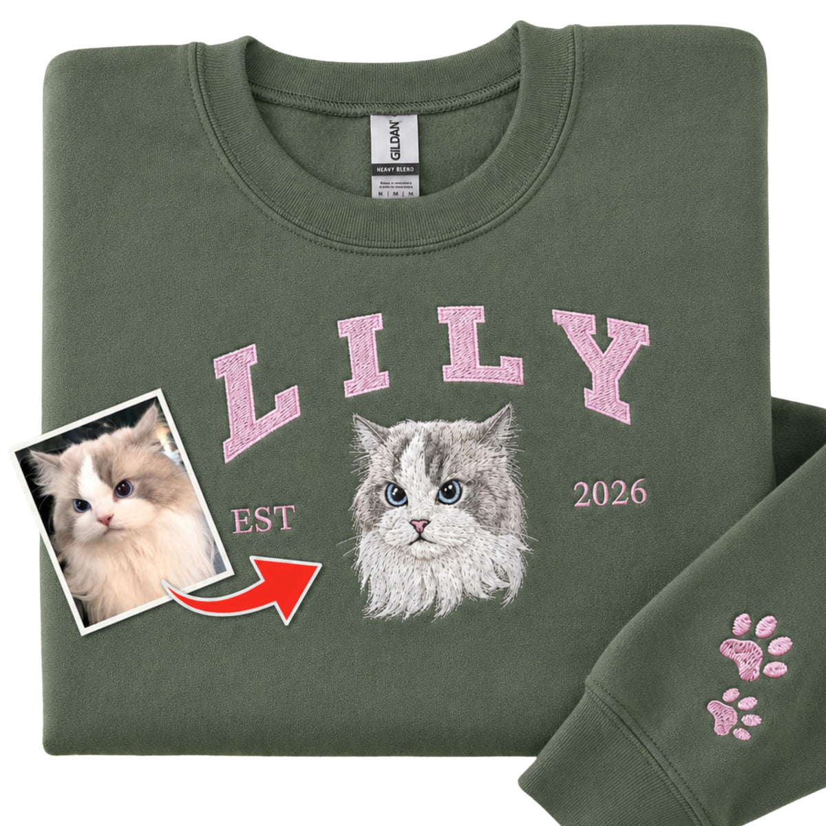 COUPLEHOODIES Custom Embroidered Dog Sweatshirt For Women Photo Portrait