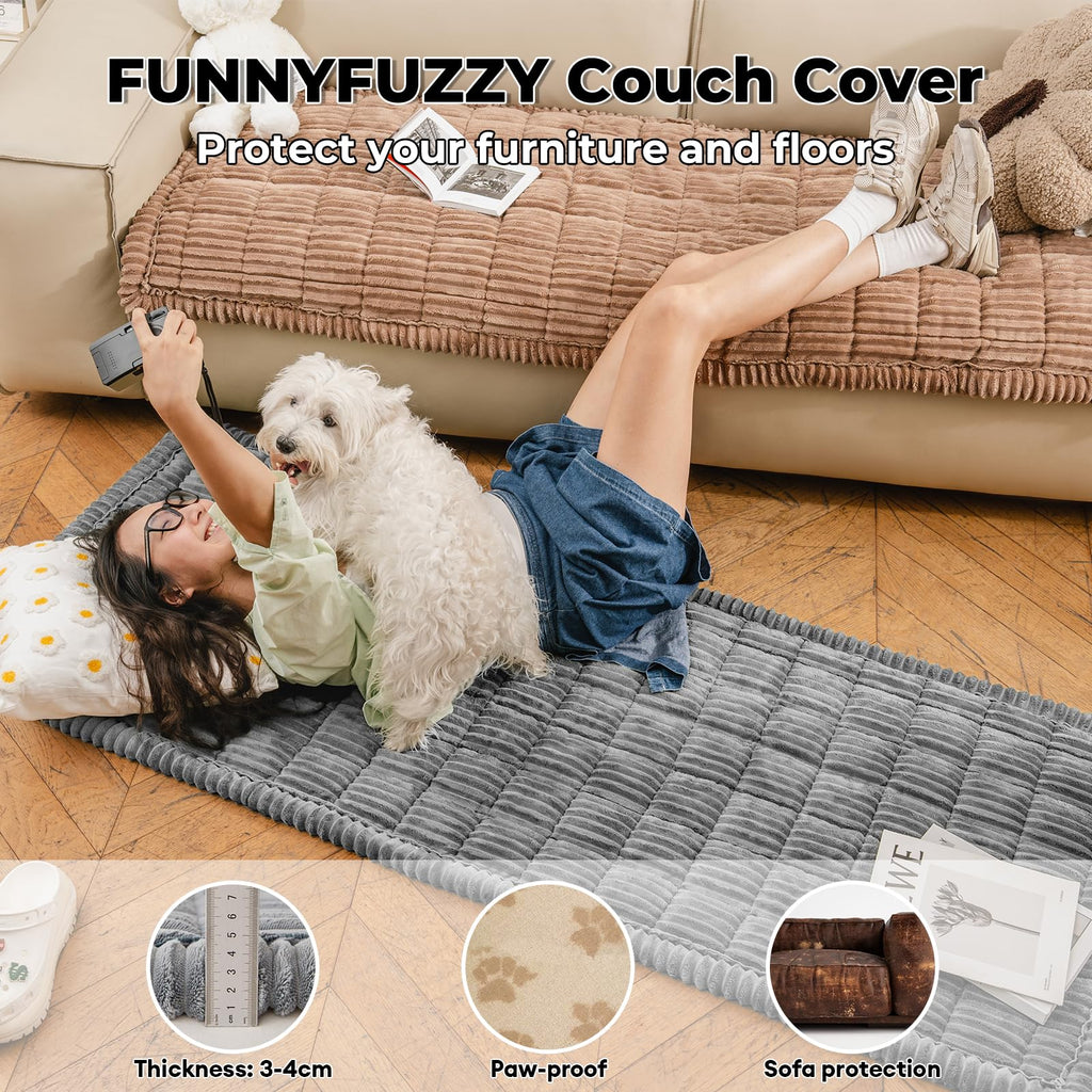 FUNNY FUZZY Couch Covers for Dogs, Non-Slip Pet Sofa Cover 27.6"×82.7"