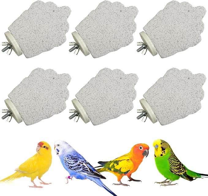 PINVNBY 3 PCS Bird Perches Calcium Parrot Perch Stand Bird Beak Grinding Stone Foot Claws Trimmer Multiple Colors Parakeets Chewing Toys Bird Cage Accessories for Budgie Cockatiel Conure Lovebird