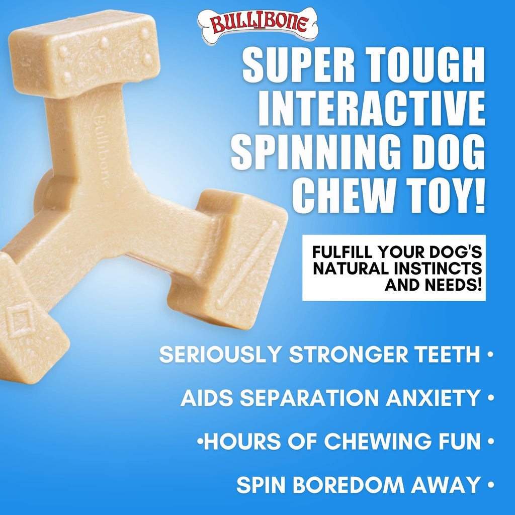 Bullibone Nylon Dog Chew Toy Spin-a-Bone - Interactive Dog Toy, Triggers Natural Instincts, and Improves Oral Health
