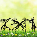 ruelen 4 Piece Kokopelli Metal Garden Stakes-Southwestern Yard Art 9.8"x6"