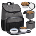 BAGLHER丨Dog Travel Bag, Airline Approved Pet Supplies Backpack, Dog Travel Backpack Accessories Set with 2 Silicone Collapsible Bowls and 2 Food Baskets, Gray