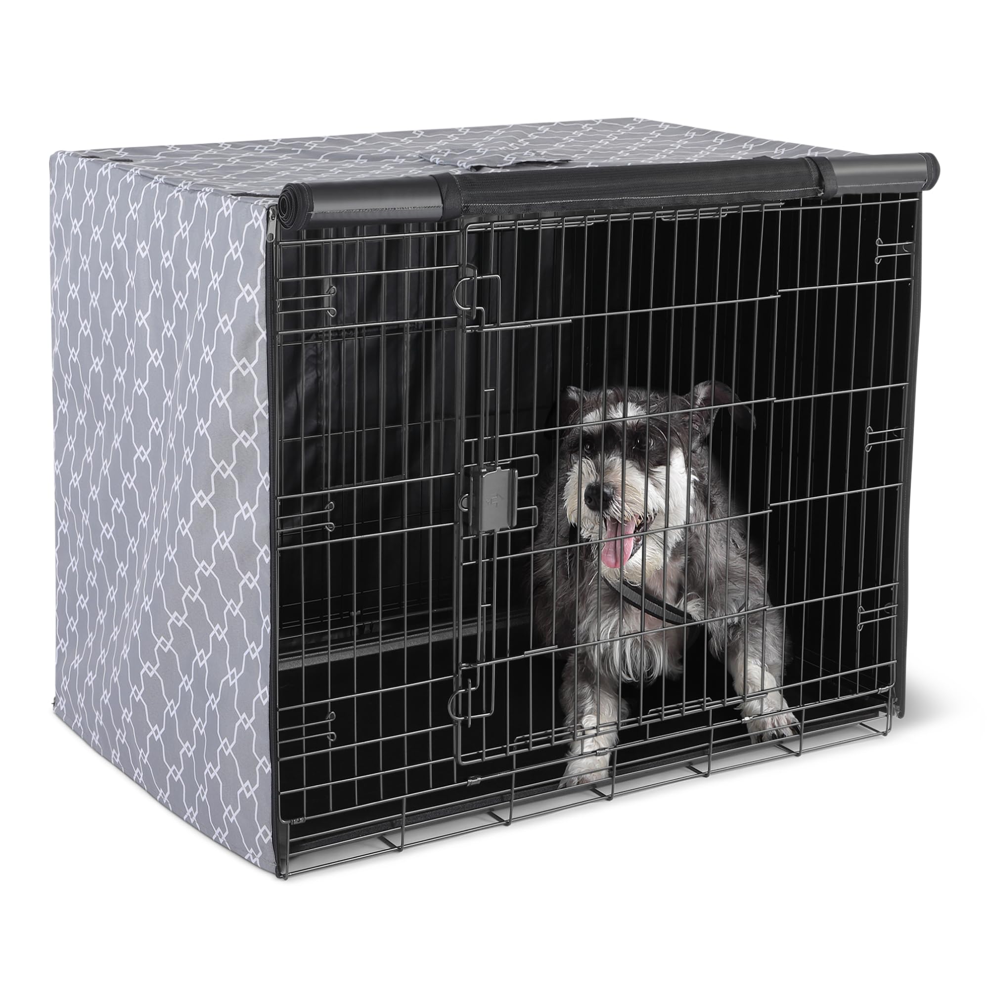 Dog Cage Cover for 42-inch Wire Crates, Heavy-Duty with Zippered Panels