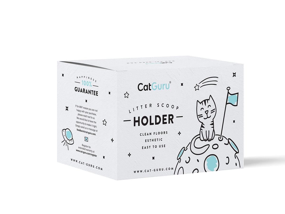 CatGuru Premium Cat Litter Scoop Holder – Heavy-Duty Scooper Storage Caddy, Scoop Stand for Kitty Litter Box, Fits Most Cat Litter Scoops (White)