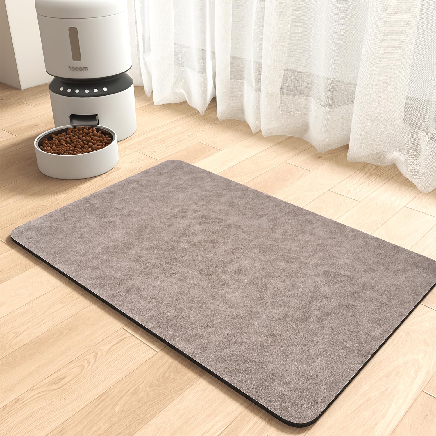 MontVoo-Absorbent Pet Feeding Mat-No Stains Pet Mat for Food and Water Bowl-Quick Dry Cat & Dog Food Mat Water Dispenser Mat-Pet Supplies Mat-Dog Water Bowl Mat for Messy Drinker,（Brown,12"x19"）