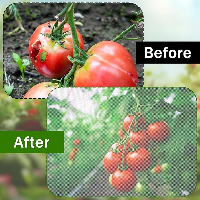 HFYZZ 3 Pcs Round Tomato Cage Bird Netting Plant Cover, 59" x 15.7" Insect Bird Barrier Tomato Cage Protection Cover with Zipper & Drawstring for Protecting Tomatoes, Fruit, Trellis Plants