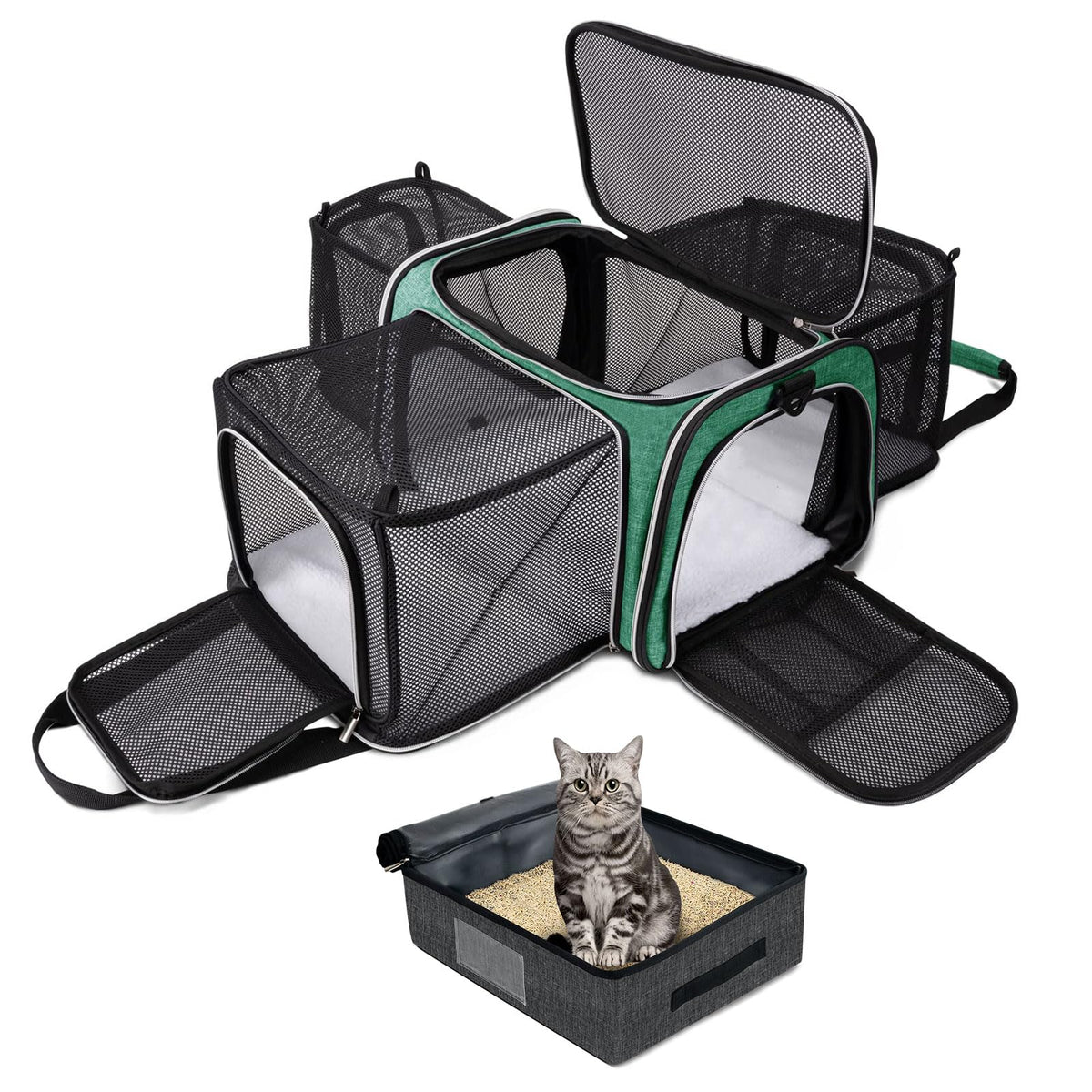 BAGLHER Pet Travel Carrier, Cat Carriers Dog Carrier for Small Medium Cats Dogs Puppies, Airline Approved Small Dog Carrier Soft Sided, Collapsible Puppy Carrier. Grey