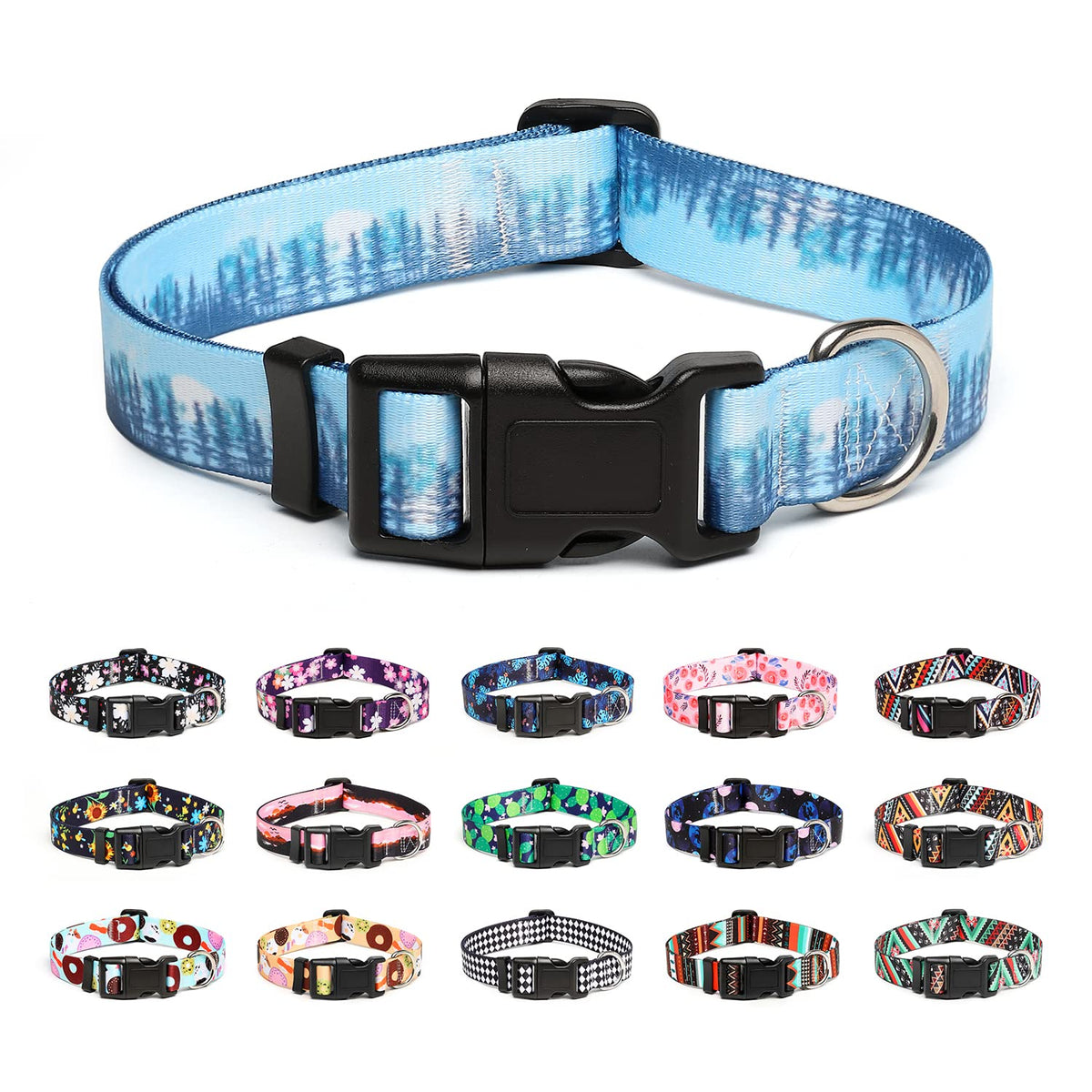 Mercano Adjustable Dog Collar - Special Design Patterns, Soft Nylon Comfortable Durable Pet Collar for Small Medium Large Dogs (L, Watermelon)