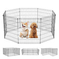 FDW 30 Inch Dog Pen 8 Panel Dog Playpen Indoor Outdoor Metal Puppy Pet Fence Portable Folding Animal Exercise Fence,Black