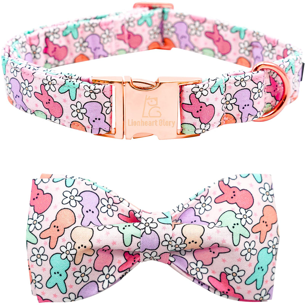Lionheart glory Dog Bow Collar Valentine's Day Dog Collar for Medium Dogs, Hearts Dog Collars with Bowtie Spring Dog Collar Pet Collar Bows