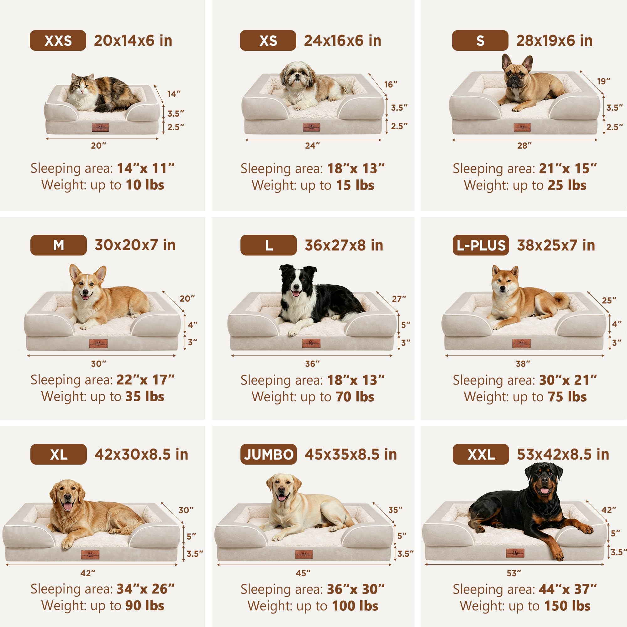 Comfort Expression Waterproof Orthopedic Dog Beds for Large Sized Dog