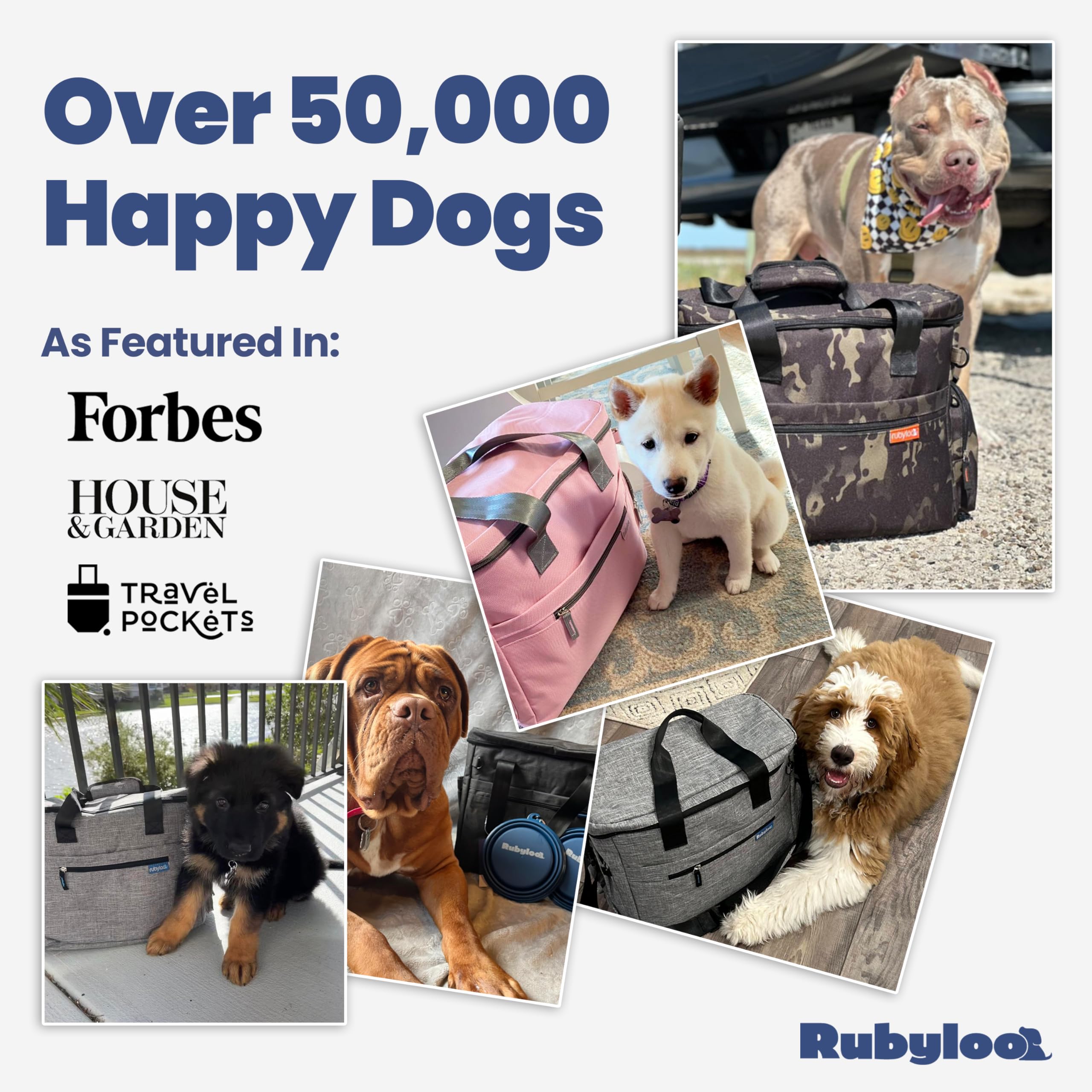 Rubyloo Original Doggy Bag™ Dog Travel Bag for Supplies with Travel Bowls