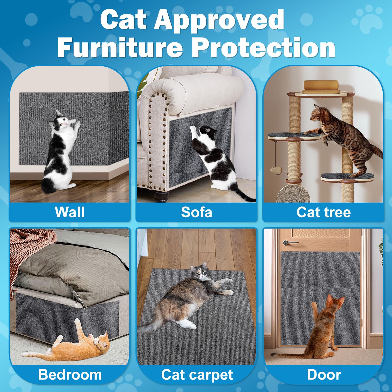 ENONCI 78.7x15.8 Cat Scratch Pad, Furniture Protector for Couch Corners
