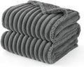 Bedsure ComfyFleece™ Waterproof Dog Blankets for Medium Dogs - Soft Puppy Cat Blanket Corduroy Fleece Washable, Cozy Calming Reversible Furniture Protection for Pet Kitten Doggy,30"x40", Warm Grey