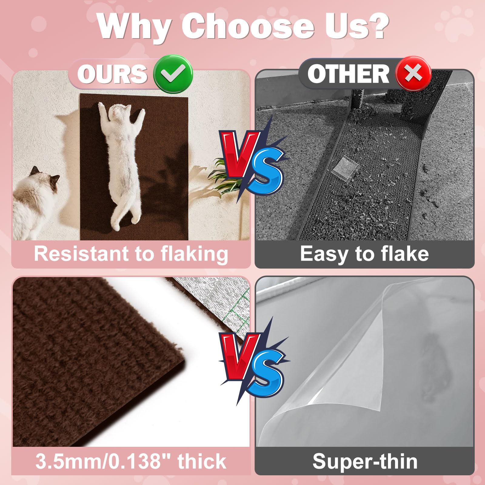 ENONCI 23.6x15.8 Cat Scratcher Mat, Self-Adhesive Cat Scratch Furniture Protector