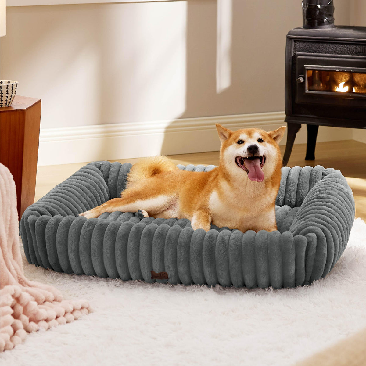 Bedsure ComfyFleece® Cute Dog Beds Large Sized Dog Washable，36in Cream