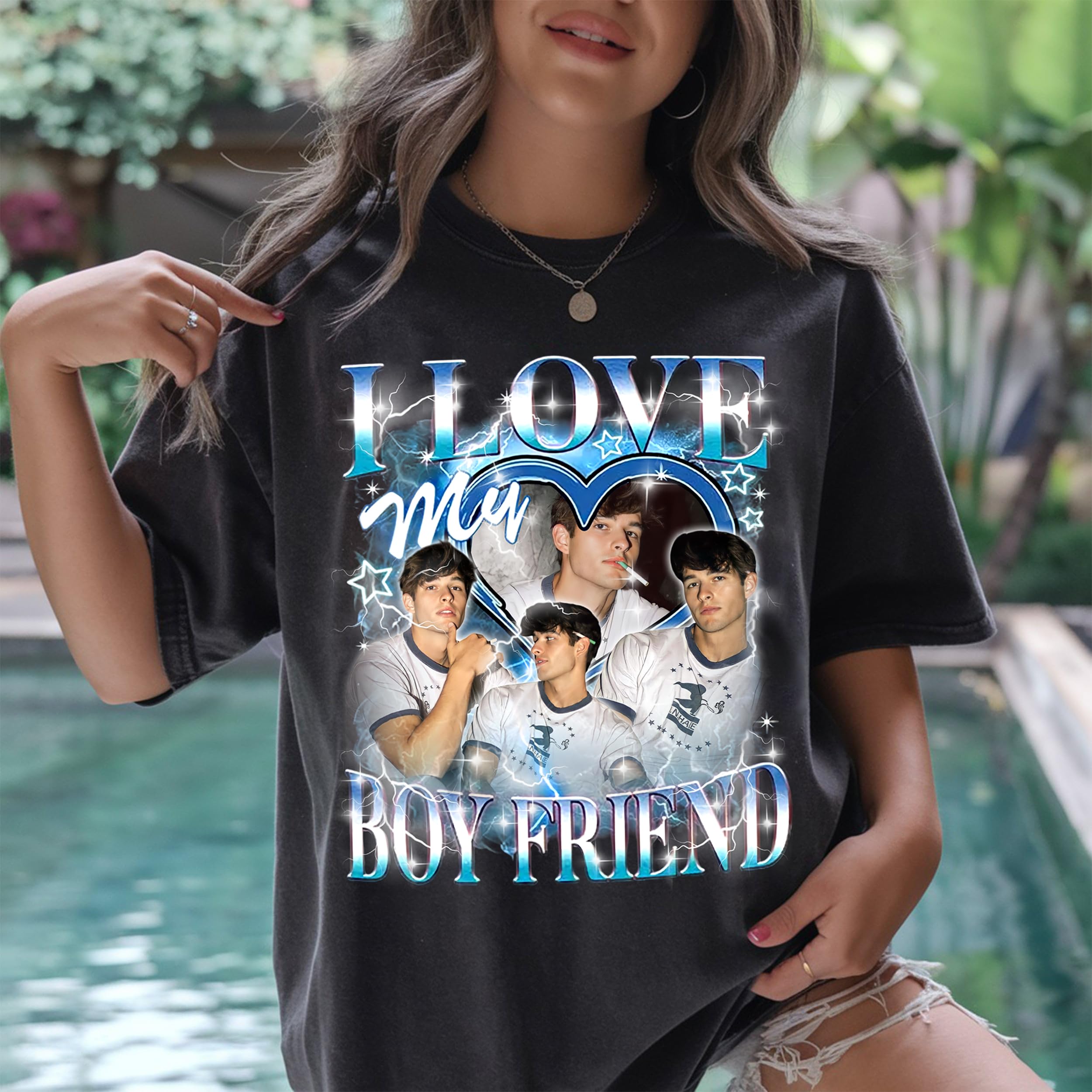 CustomsMerch Custom Shirts, I Love My Bf Shirts, Personalized Picture Shirt, Custom Photo Gifts, Gifts for Women, Men, Gift for Him, Girlfriend Photo T-Shirts, Birthday Christmas Valentines Shirt