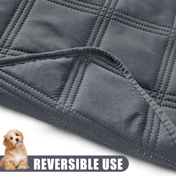 Smiry Waterproof Dog Bed Cover Blanket 40x70, Soft Reversible Pet Blanket, Washable Leakproof Cats Dogs Couch Cover for Sofa, Couch, Furniture, Dark Grey/Dark Grey