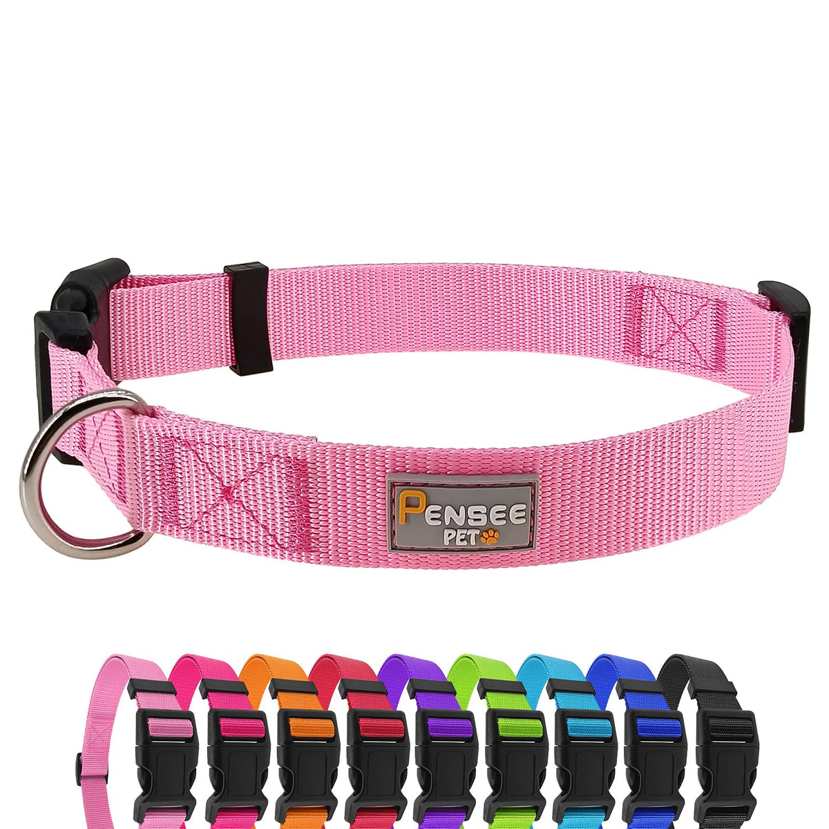 PenSeepet Basic Dog Collar, Adjustable Nylon for Medium Dogs, Green