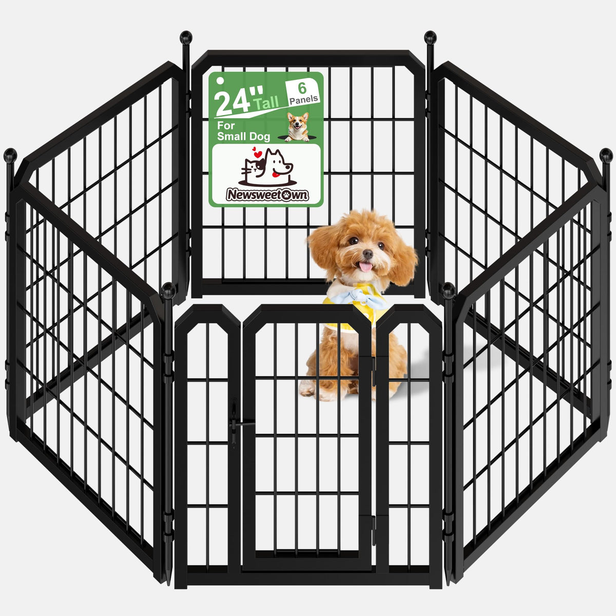 Newsweetown Indoor Dog Playpen, 24 Inch Metal Puppy Playpen, 8 Panels