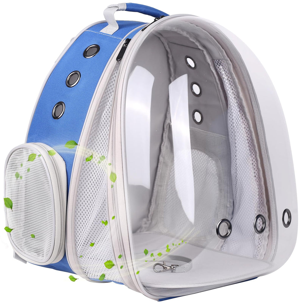Front Expandable Cat Backpack Carrier, Fit up to 20 lbs, Space Capsule Astronaut Bubble Window Pet Backpack to Carry and Transport Large Cat and Small Puppy Blue