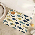 Fish Boho Dog Food Mat for Floors,Ocean Absorbent Quick-Dry Pet Feeding Mat,Cat Dog Bowl Mats for Food and Water,Non-Slip Pet Accessories Supplies 16"x24"