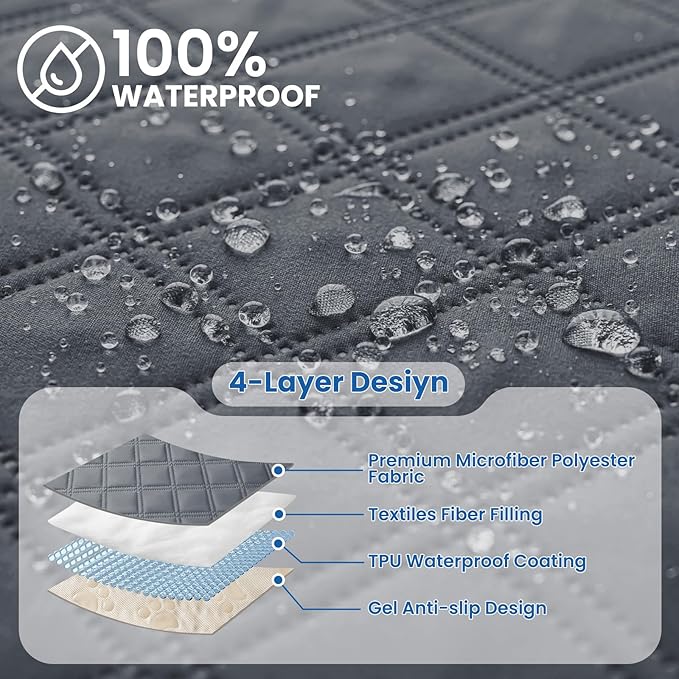 Waterproof Dog Bed Cover, Non-Slip Dog Blanket for Couch, Couch Covers for Dogs Washable, Pet Blanket for Furniture, Pet Bed Mat for Sofa, Car, Pet Supplies (82x102 Inch, Dark Grey)