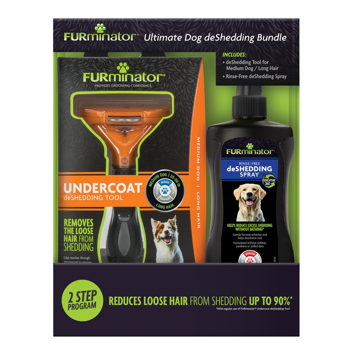 FURminator Medium Dog Undercoat deShedding Tool for Long Hair
