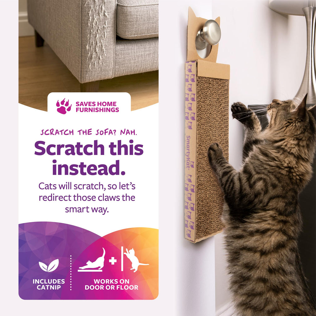SmartyKat Scratch Up Corrugated Hanging Cat Scratcher, Catnip Infusion Technology - Brown, Single Wide