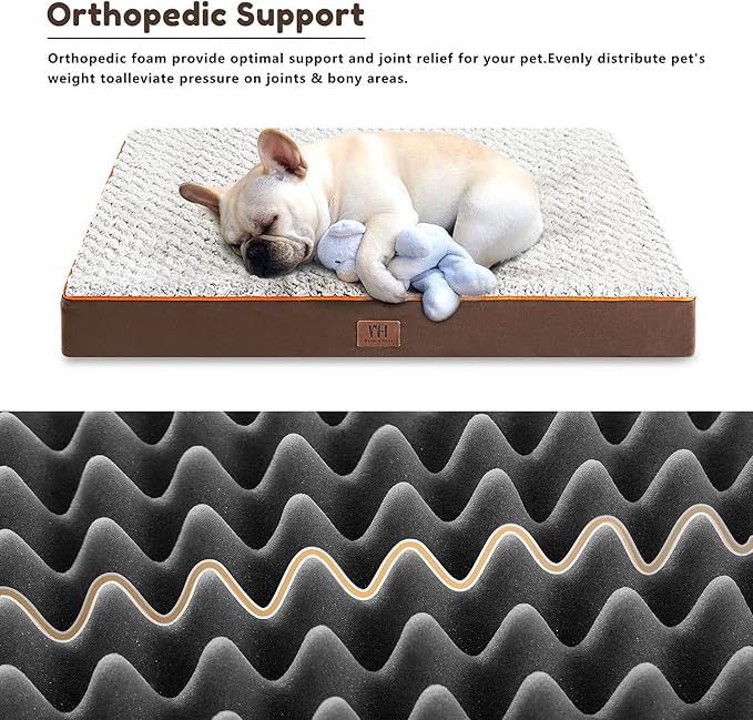 WESTERN HOME WH Medium Dog Bed for Medium Size Dogs, Orthopedic Pet Bed Waterproof Mattress with Removable Washable Cover, Thick Egg Crate Foam Dog Bed with Non-Slip Bottom