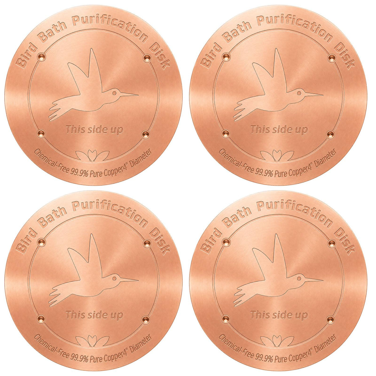 CTTZCKJ 3PCS Pure Copper Bird Bath Purification Disk - 4" Diameter, 0.6mm Thick, Reinforced with Four-Point Support, Universal Fit for Outdoor Birdbath & Bowl
