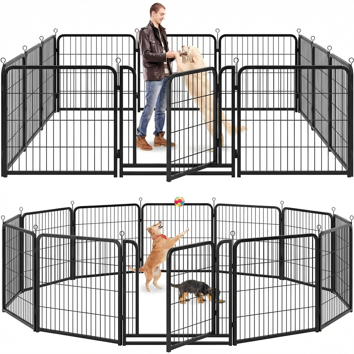 Kfvigoho Dog Playpen Outdoor Extra Wide 16 Panels Heavy Duty Dog Fence 50"