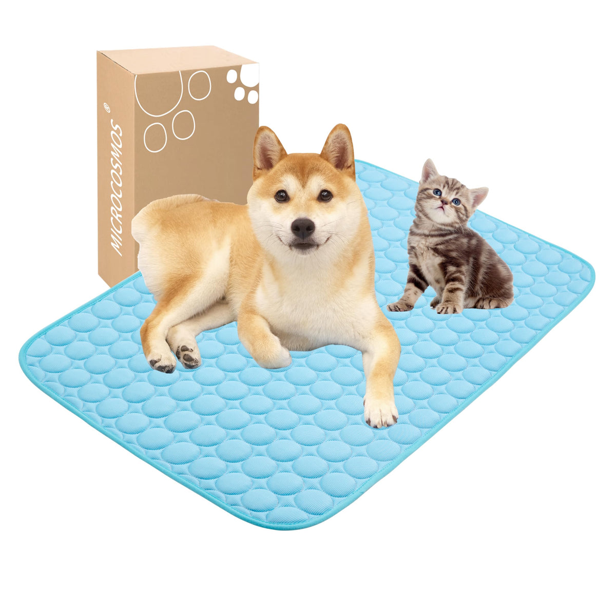 MICROCOSMOS Summer Cooling Mat & Sleeping Pad- Water Absorption Top, Easy Carry, EZ Clean, Materials Safe. Keep Cooling for Pets, Kids and Adults.(Navy Blue, 40" x 28")