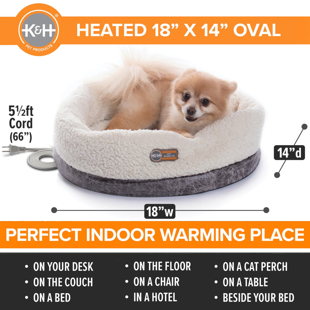 K&H Heated Cat Bed, Thermo-Snuggle Cup Bomber Indoor, Safety Listed, 18x14
