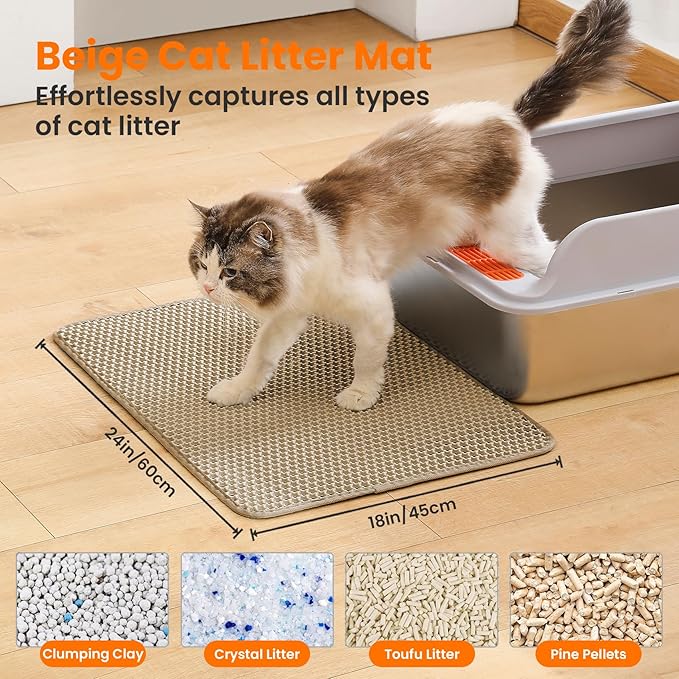 Petinstinct Cat Litter Mat, Double Layer Honeycomb Litter Box Mat