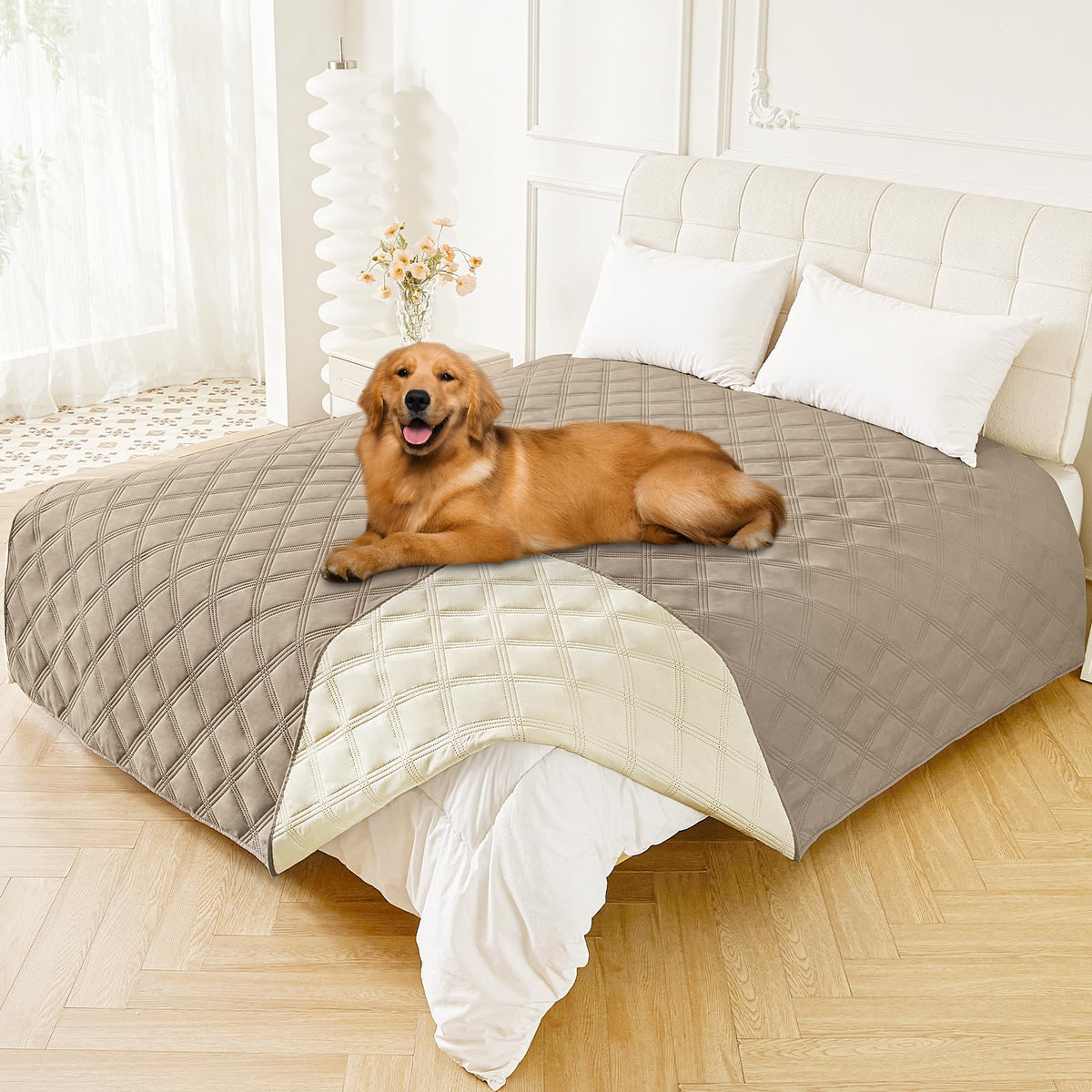 Smiry Waterproof Dog Bed Cover, Reversible Pet Blanket for Sofa Couch