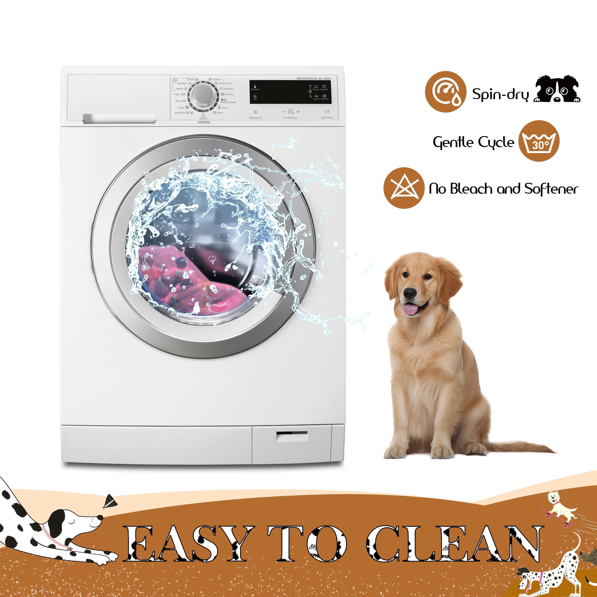 Hoopttay Replacement Dog Bed Covers Elastic Edged Washable 52" x 28" x 6"