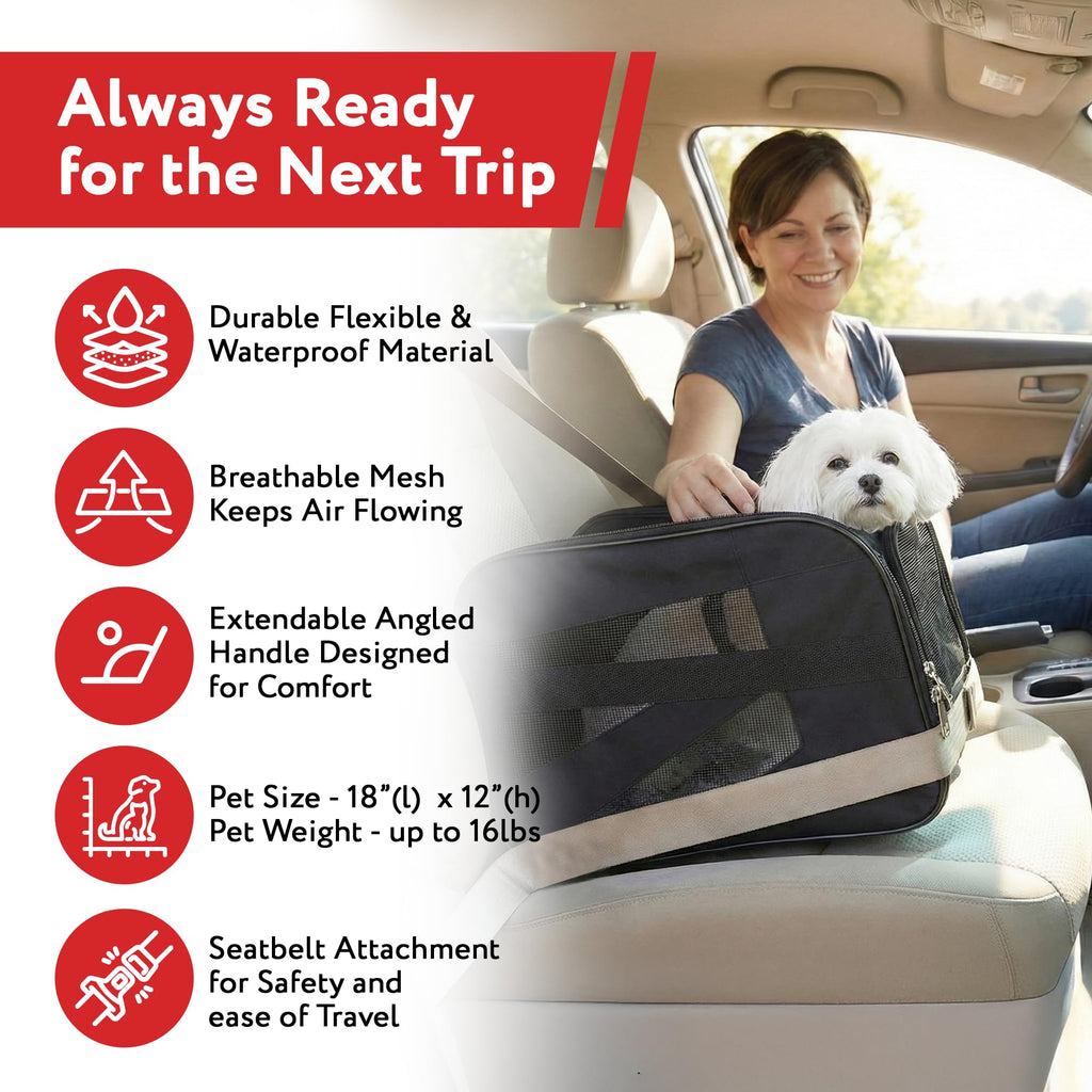 dbest products Pet Smart Cart, Medium, Black, Rolling Carrier with wheels soft sided collapsible Folding Travel Bag, Dog Cat Airline Approved Tote Luggage backpack