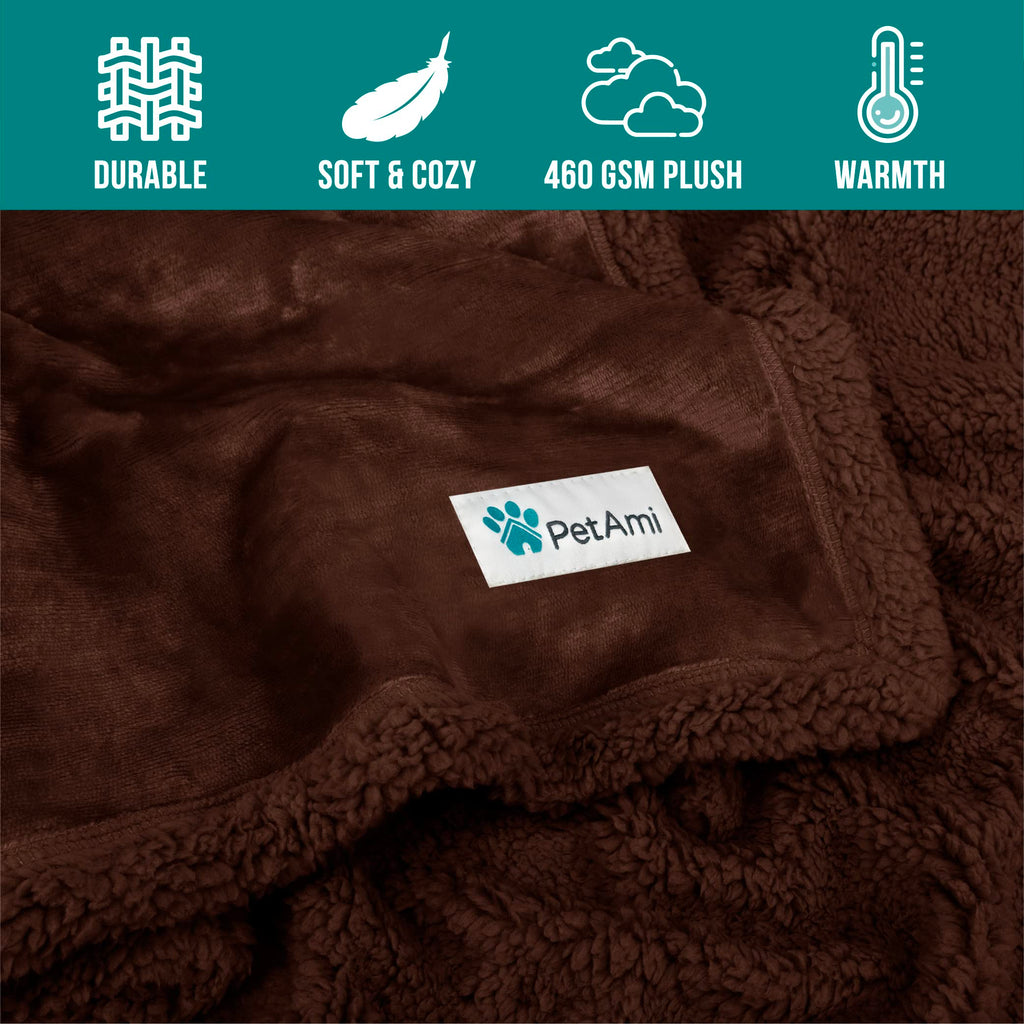 PetAmi Dog Blanket for Medium Small Pet Cat Puppy Kitten, 60x40 Solid Brown
