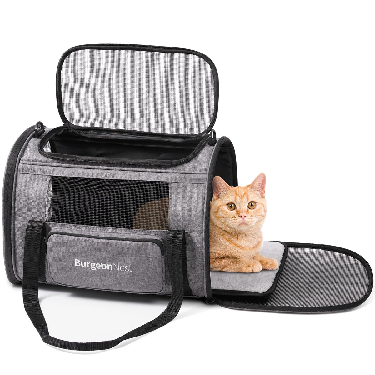 BurgeonNest Soft Cat Carrier for Cats up to 20 Lbs, Top Load Pet Carry Bag