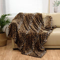 Bnuitland Leopard Print Fleece Flannel Throw (50x40inch) with Storage Pouch, 300 GSM Double Sided Lightweight for Bed Sofa Travel, Super Soft Fuzzy Fluffy Cheetah Print Blanket for Babys/Kids/Pets