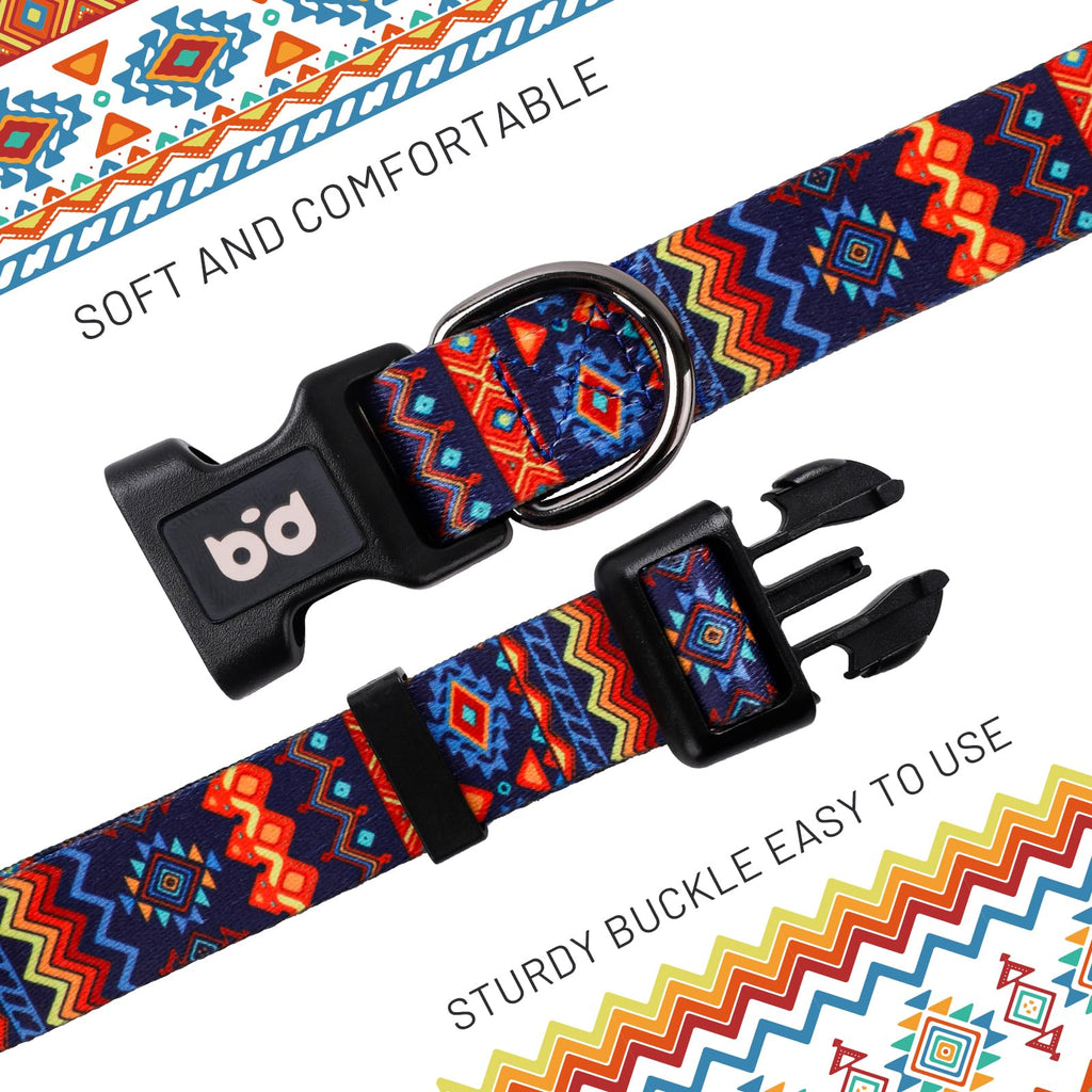 QQPETS Adjustable Soft Dog Collar: Print Flower Pink Multicolor Cute Patterns for XS Small Medium Large Pet Girl Boy Puppy Walking Running Training