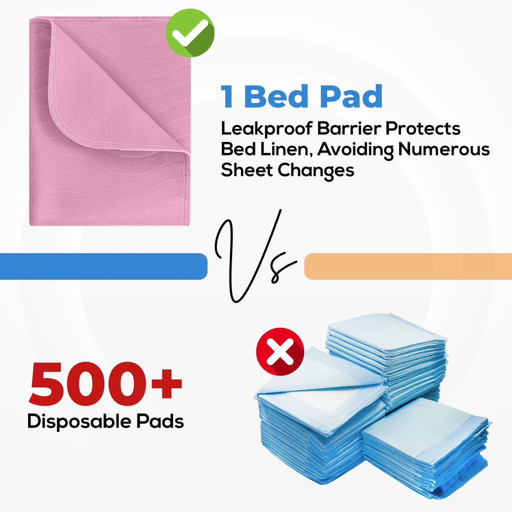 4 Pack Waterproof Reusable Heavy Absorbency Incontinence Bed Pads 34"x52"