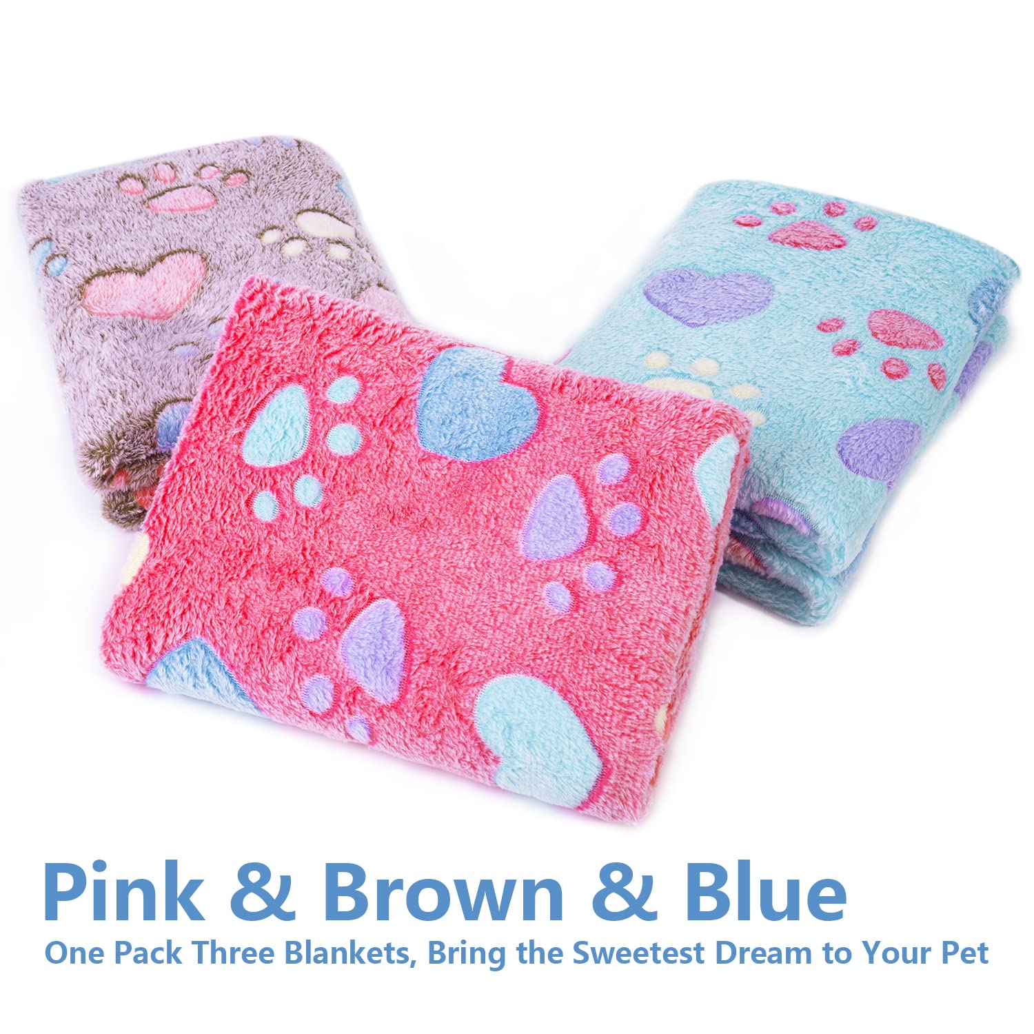 LeapSheep Pet Blankets for Dogs Cats - 3Pack Heart Pattern Super Soft Fluffy Dog Blankets for Small Medium Large Doggy Kitten(Heart, Large)