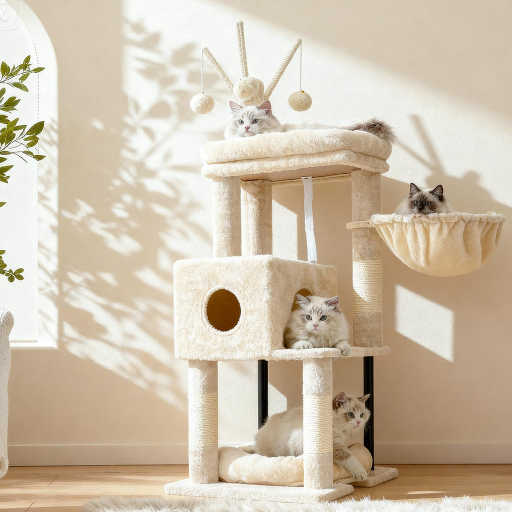 Heybly Cat Tree, 45.3" Cat Tower for Indoor Cats with Large Perch HCT202SM