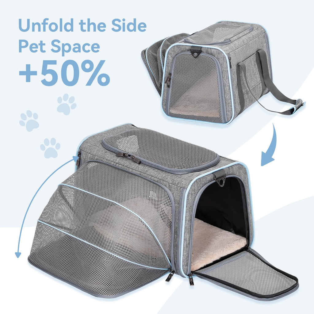 Petsfit Large Expandable Cat Carrier for Travel, Up to 18 lb