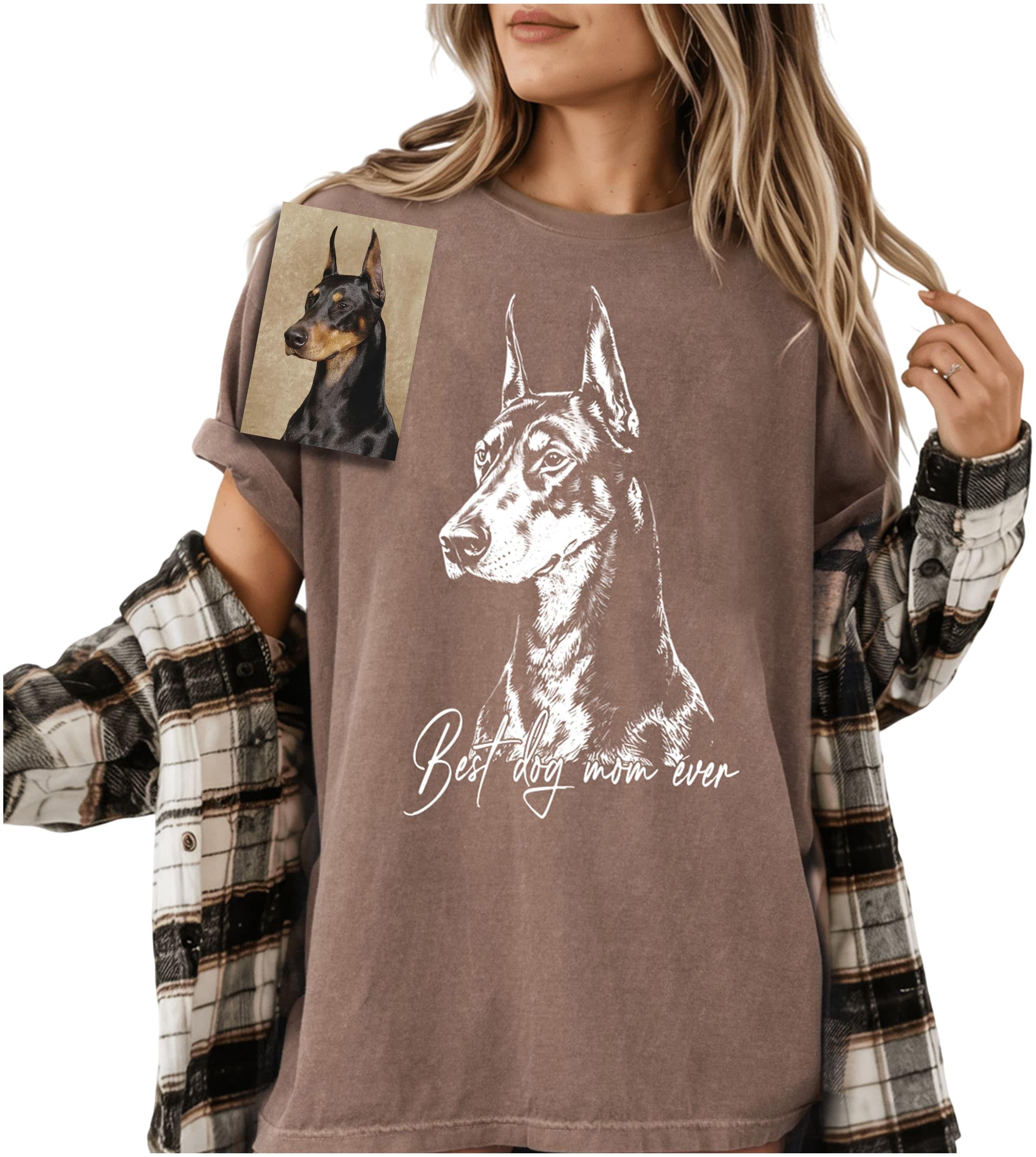 CustomsMerch Personalized Dog Mom Shirt, Custom Photo Shirts, Dog Shirt for Women, Men, Pet Lovers Gifts, Cat Dad Shirts, Pet Lover Gifts, Personalized T-Shirt with Picture, Pet Photo Tshirt, Mom Gift