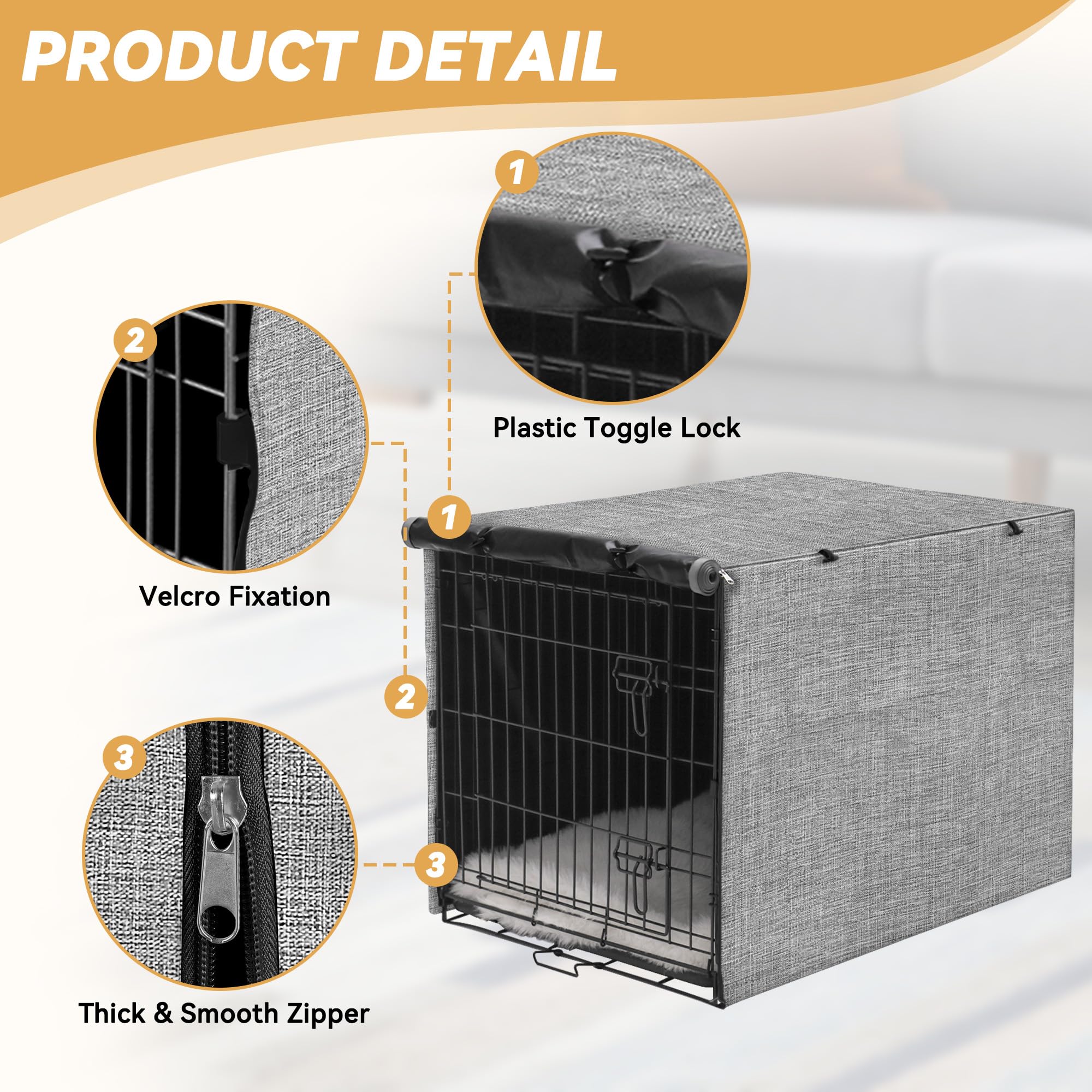 Dog Crate Cover - Double Door Waterproof Pet Kennel Cover, Durable 600D Polyester Protective Cage Cover for 24 Inch Dog Crate - Grey